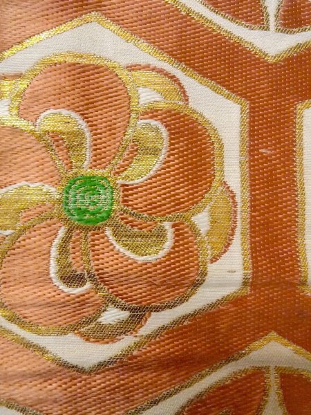 画像5: O0207W 半幅帯 女性用着物 シルク(正絹)   白 花丸文 【中古】 【USED】 【リサイクル】 ★★☆☆☆ (5)