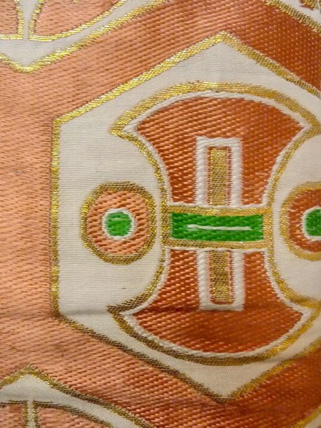 画像6: O0207W 半幅帯 女性用着物 シルク(正絹)   白 花丸文 【中古】 【USED】 【リサイクル】 ★★☆☆☆ (6)