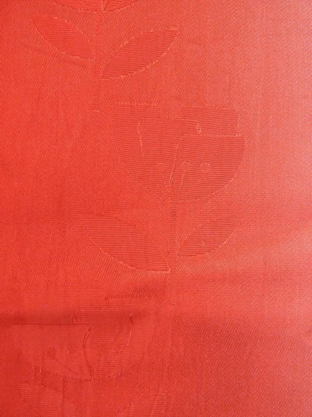 画像2: O0207X 半幅帯 女性用着物 シルク(正絹)   赤色 花 【中古】 【USED】 【リサイクル】 ★★☆☆☆ (2)