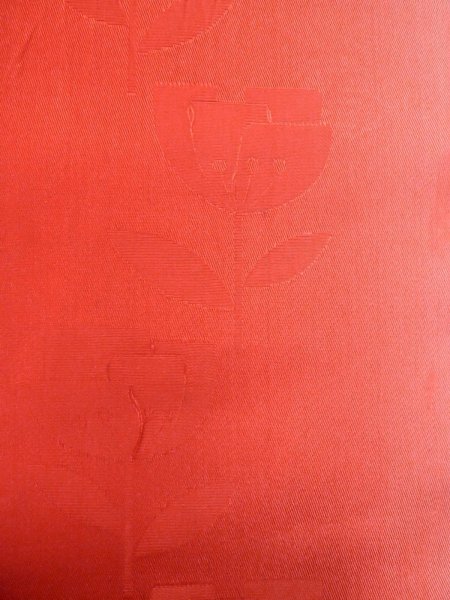 画像3: O0207X 半幅帯 女性用着物 シルク(正絹)   赤色 花 【中古】 【USED】 【リサイクル】 ★★☆☆☆ (3)