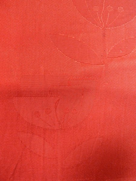 画像6: O0207X 半幅帯 女性用着物 シルク(正絹)   赤色 花 【中古】 【USED】 【リサイクル】 ★★☆☆☆ (6)