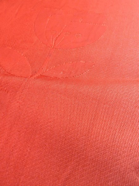 画像7: O0207X 半幅帯 女性用着物 シルク(正絹)   赤色 花 【中古】 【USED】 【リサイクル】 ★★☆☆☆ (7)