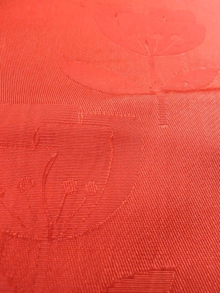 画像8: O0207X 半幅帯 女性用着物 シルク(正絹)   赤色 花 【中古】 【USED】 【リサイクル】 ★★☆☆☆ (8)