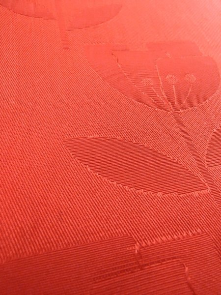 画像9: O0207X 半幅帯 女性用着物 シルク(正絹)   赤色 花 【中古】 【USED】 【リサイクル】 ★★☆☆☆ (9)