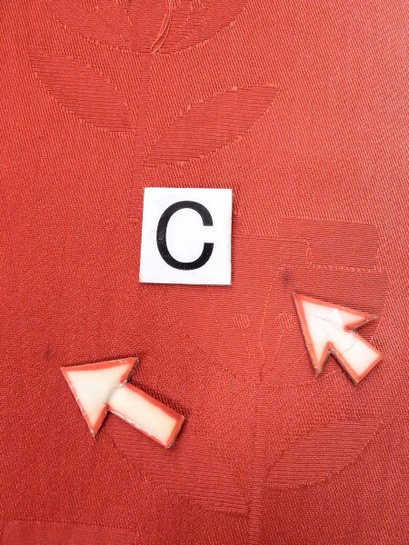 画像13: O0207X 半幅帯 女性用着物 シルク(正絹)   赤色 花 【中古】 【USED】 【リサイクル】 ★★☆☆☆ (13)