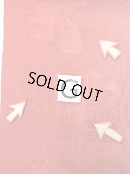 画像17: O0207X 半幅帯 女性用着物 シルク（正絹）   赤色 花 【中古】 【USED】 【リサイクル】 ★★☆☆☆ (17)