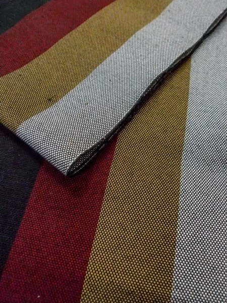 画像9: O0208C 半幅帯 女性用着物 シルク（正絹）   マルチカラー 縞 【中古】 【USED】 【リサイクル】 ★★★☆☆ (9)