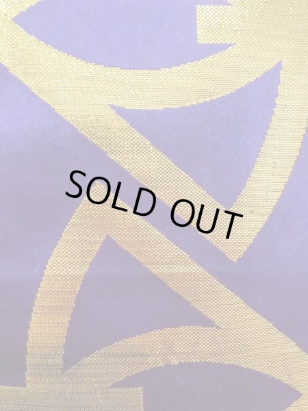 画像6: O0208D 半幅帯 女性用着物 シルク（正絹）  光沢のある 紫色 扇 【中古】 【USED】 【リサイクル】 ★★★☆☆ (6)