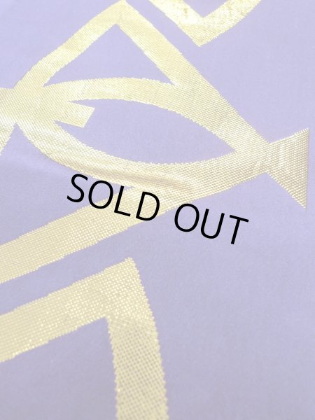 画像7: O0208D 半幅帯 女性用着物 シルク（正絹）  光沢のある 紫色 扇 【中古】 【USED】 【リサイクル】 ★★★☆☆ (7)