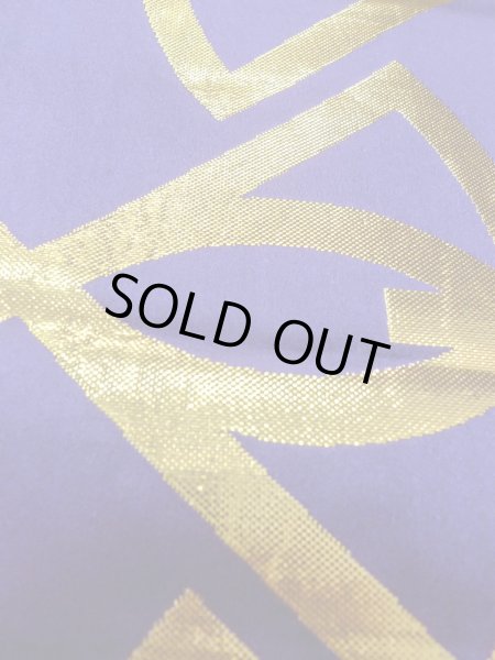 画像8: O0208D 半幅帯 女性用着物 シルク（正絹）  光沢のある 紫色 扇 【中古】 【USED】 【リサイクル】 ★★★☆☆ (8)