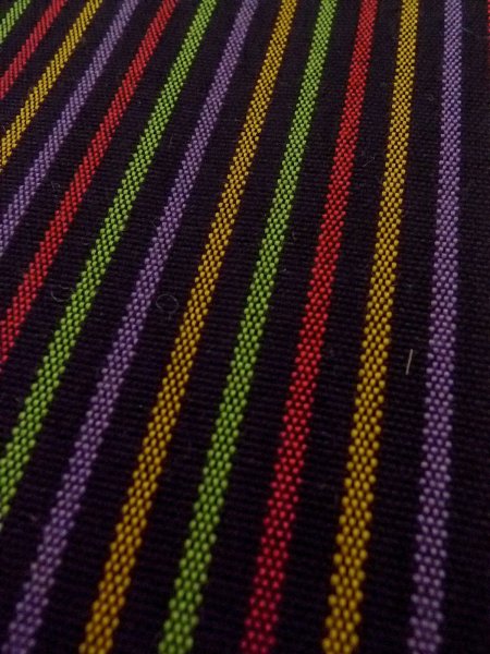 画像5: O0208E 半幅帯 女性用着物 ウール   マルチカラー 縞 【中古】 【USED】 【リサイクル】 ★★★☆☆ (5)