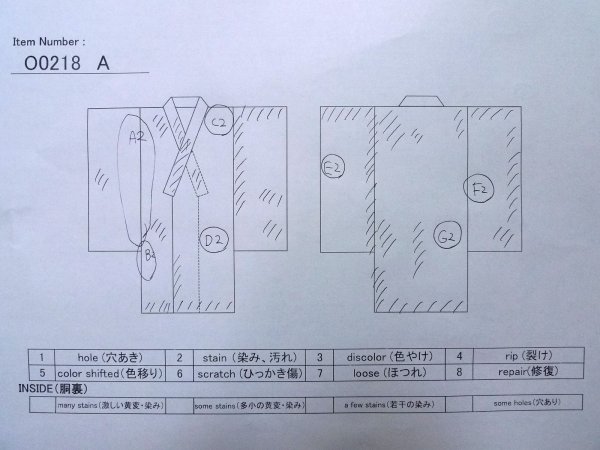 画像13: O0218A 女性用浴衣(日本製)  綿 白, 花 【中古】【USED】【リサイクル】 ★★☆☆☆【O0218A】 (13)