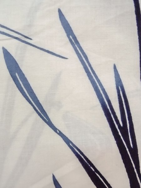 画像6: O0218B 女性用注染浴衣  綿 白, りんどう 【中古】【USED】【リサイクル】 ★★☆☆☆【O0218B】 (6)