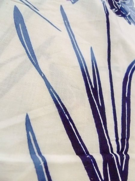 画像8: O0218B 女性用注染浴衣  綿 白, りんどう 【中古】【USED】【リサイクル】 ★★☆☆☆【O0218B】 (8)