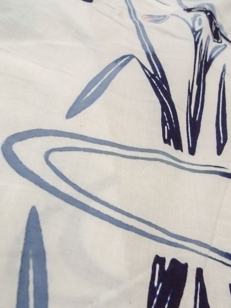 画像9: O0218B 女性用注染浴衣  綿 白, りんどう 【中古】【USED】【リサイクル】 ★★☆☆☆【O0218B】 (9)