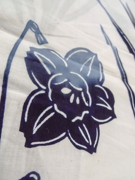 画像10: O0218B 女性用注染浴衣  綿 白, りんどう 【中古】【USED】【リサイクル】 ★★☆☆☆【O0218B】 (10)