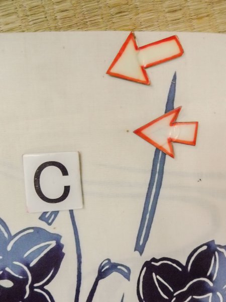 画像16: O0218B 女性用注染浴衣  綿 白, りんどう 【中古】【USED】【リサイクル】 ★★☆☆☆【O0218B】 (16)