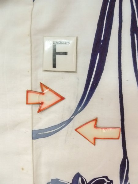 画像19: O0218B 女性用注染浴衣  綿 白, りんどう 【中古】【USED】【リサイクル】 ★★☆☆☆【O0218B】 (19)