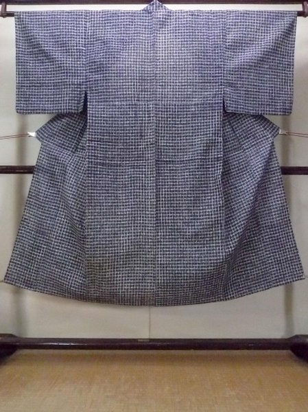 画像1: O0218C 男性用浴衣  綿 青み灰色, いげた 【中古】【USED】【リサイクル】 ★★☆☆☆【O0218C】 (1)