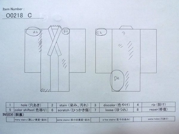 画像12: O0218C 男性用浴衣  綿 青み灰色, いげた 【中古】【USED】【リサイクル】 ★★☆☆☆【O0218C】 (12)