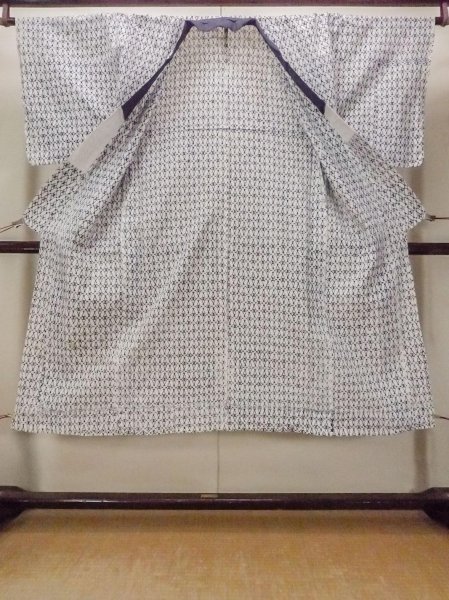 画像2: O0218F 男性用浴衣  綿 白, 花菱 【中古】【USED】【リサイクル】 ★☆☆☆☆【O0218F】 (2)