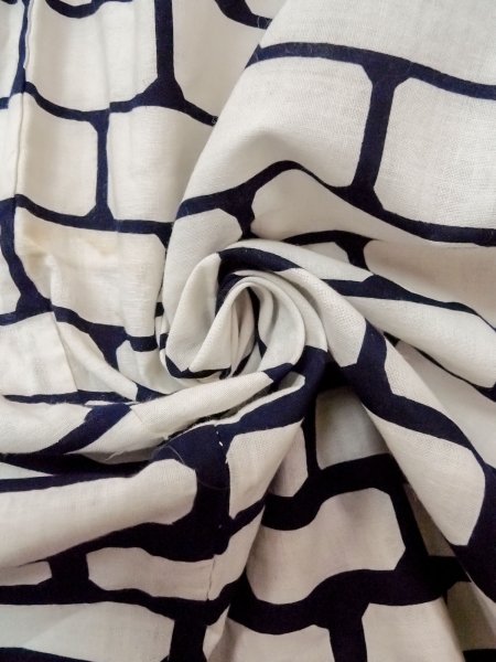 画像12: O0218H 女性用浴衣（日本製）  綿 白, 幾何学模様 【中古】【USED】【リサイクル】 ★☆☆☆☆【O0218H】 (12)