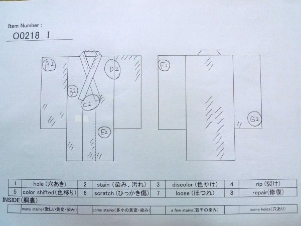 画像13: O0218I 女性用浴衣(日本製)  綿 白, 扇 【中古】【USED】【リサイクル】 ★★☆☆☆【O0218I】 (13)