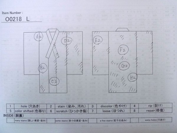 画像13: O0218L 女性用浴衣(日本製)  綿麻 オフ ホワイト, 菊 【中古】【USED】【リサイクル】 ★★☆☆☆【O0218L】 (13)