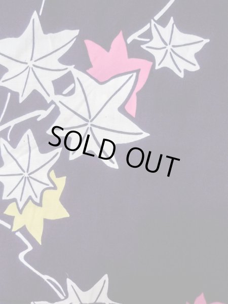 画像3: O0218O 女性用浴衣（日本製）  綿 藍, もみじ 【中古】【USED】【リサイクル】 ★★☆☆☆【O0218O】 (3)