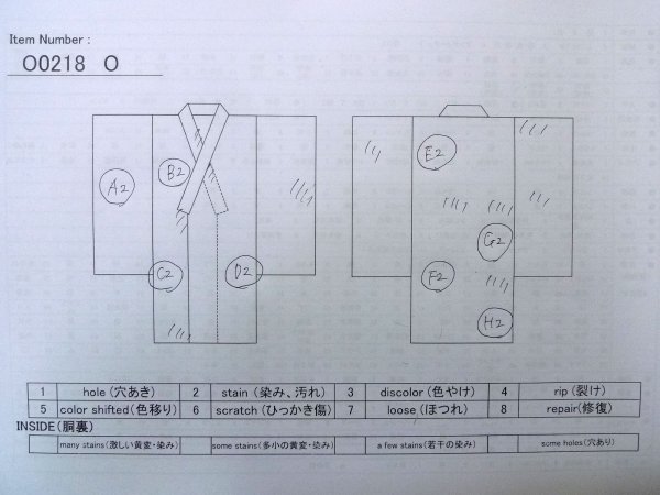 画像12: O0218O 女性用浴衣(日本製)  綿 藍, もみじ 【中古】【USED】【リサイクル】 ★★☆☆☆【O0218O】 (12)