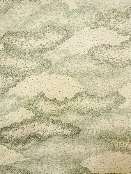 画像3: O0218P 女性用小紋  シルク（正絹） アイボリー, 雲 【中古】【USED】【リサイクル】 ★★★☆☆【O0218P】 (3)