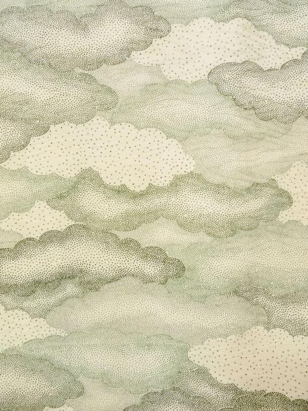 画像4: O0218P 女性用小紋  シルク（正絹） アイボリー, 雲 【中古】【USED】【リサイクル】 ★★★☆☆【O0218P】 (4)