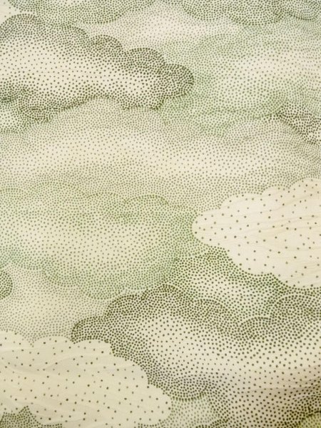 画像7: O0218P 女性用小紋  シルク（正絹） アイボリー, 雲 【中古】【USED】【リサイクル】 ★★★☆☆【O0218P】 (7)