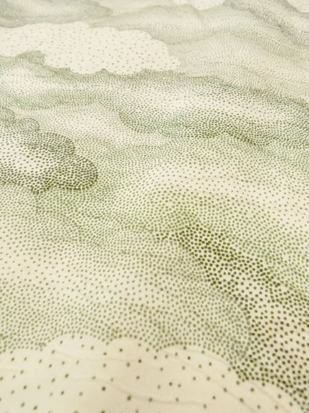 画像8: O0218P 女性用小紋  シルク（正絹） アイボリー, 雲 【中古】【USED】【リサイクル】 ★★★☆☆【O0218P】 (8)