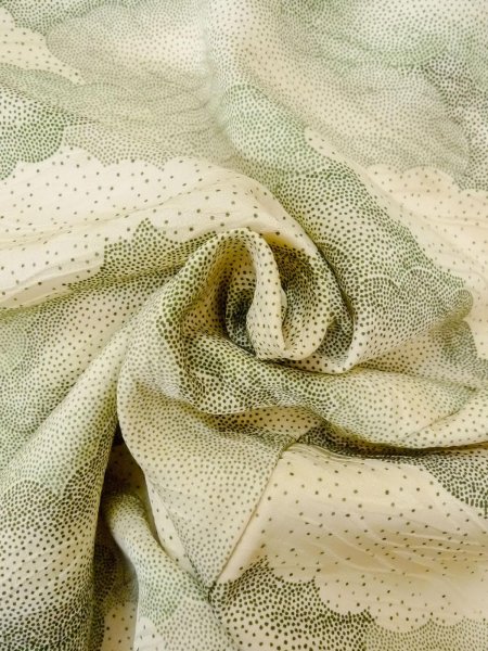 画像12: O0218P 女性用小紋  シルク（正絹） アイボリー, 雲 【中古】【USED】【リサイクル】 ★★★☆☆【O0218P】 (12)