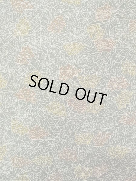 画像5: O0218Q 女性用小紋  シルク（正絹） 深いオリーブ, 菊 【中古】【USED】【リサイクル】 ★★★☆☆【O0218Q】 (5)