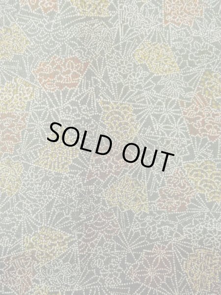 画像7: O0218Q 女性用小紋  シルク（正絹） 深いオリーブ, 菊 【中古】【USED】【リサイクル】 ★★★☆☆【O0218Q】 (7)