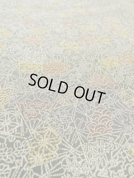 画像10: O0218Q 女性用小紋  シルク（正絹） 深いオリーブ, 菊 【中古】【USED】【リサイクル】 ★★★☆☆【O0218Q】 (10)