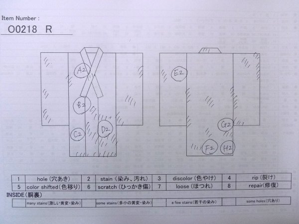 画像13: O0218R 女性用小紋  シルク（正絹） 灰色がかった水色, 桜 【中古】【USED】【リサイクル】 ★★☆☆☆【O0218R】 (13)