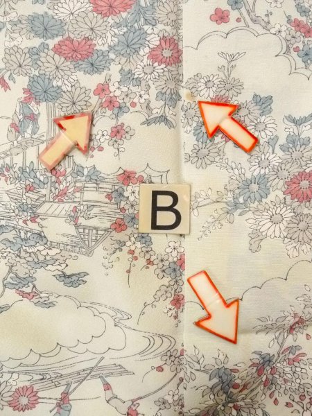 画像15: O0218R 女性用小紋  シルク（正絹） 灰色がかった水色, 桜 【中古】【USED】【リサイクル】 ★★☆☆☆【O0218R】 (15)