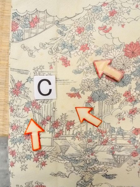 画像16: O0218R 女性用小紋  シルク（正絹） 灰色がかった水色, 桜 【中古】【USED】【リサイクル】 ★★☆☆☆【O0218R】 (16)