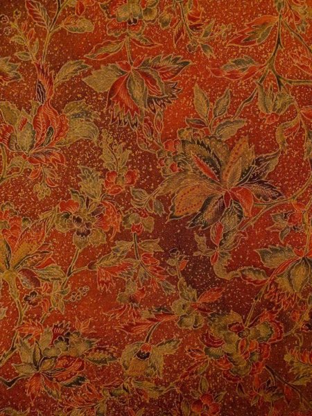 画像3: O0218S 女性用小紋  シルク（正絹） 赤み茶色, 唐花 【中古】【USED】【リサイクル】 ★★★★☆【O0218S】 (3)