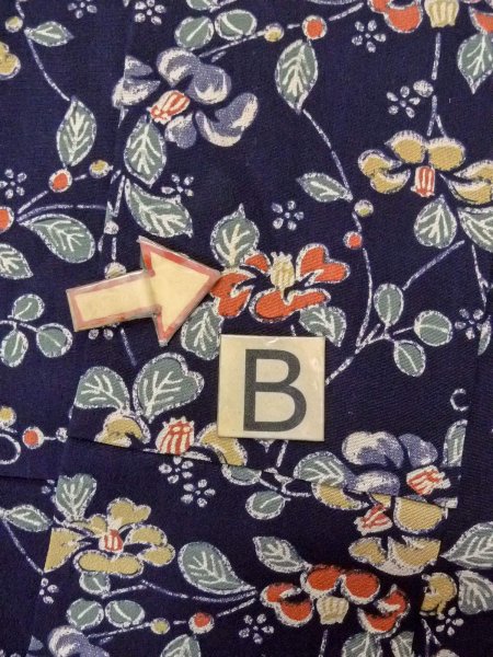 画像15: O0218T 女性用小紋  シルク（正絹） 藍, 花 【中古】【USED】【リサイクル】 ★★★☆☆【O0218T】 (15)