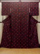 画像1: O0218U 女性用小紋  シルク（正絹） 茶色み黒, 花 【中古】【USED】【リサイクル】 ★★★★☆【O0218U】 (1)
