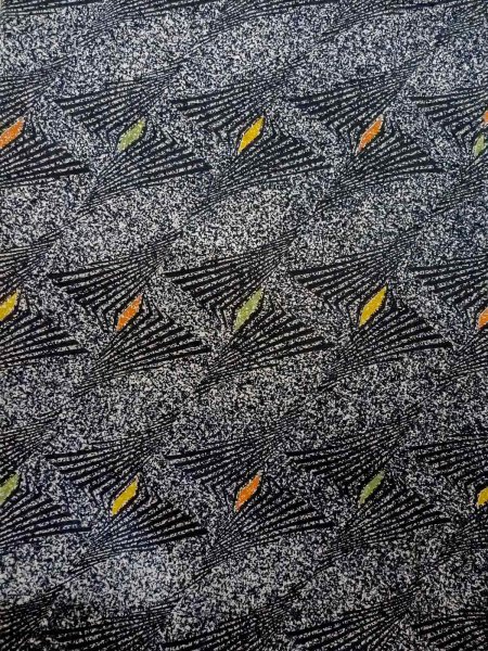 画像4: O0218Y 女性用小紋  シルク（正絹） 黒, 菱 【中古】【USED】【リサイクル】 ★★★★☆【O0218Y】 (4)