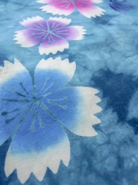 画像10: O0228A 女性用浴衣（海外製）  綿 淡い水色, 花 【中古】【USED】【リサイクル】 ★★☆☆☆【O0228A】 (10)