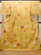 画像1: O0228B 女性用浴衣（日本製）  綿麻 灰色がかった黄色, 桜 【中古】【USED】【リサイクル】 ★★★★☆【O0228B】 (1)
