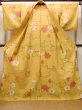 画像2: O0228B 女性用浴衣（日本製）  綿麻 灰色がかった黄色, 桜 【中古】【USED】【リサイクル】 ★★★★☆【O0228B】 (2)
