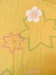 画像3: O0228B 女性用浴衣（日本製）  綿麻 灰色がかった黄色, 桜 【中古】【USED】【リサイクル】 ★★★★☆【O0228B】 (3)