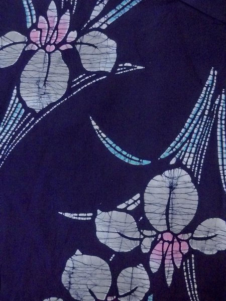 画像3: O0228C 女性用注染浴衣  綿 藍, あやめ 【中古】【USED】【リサイクル】 ★★★☆☆【O0228C】 (3)